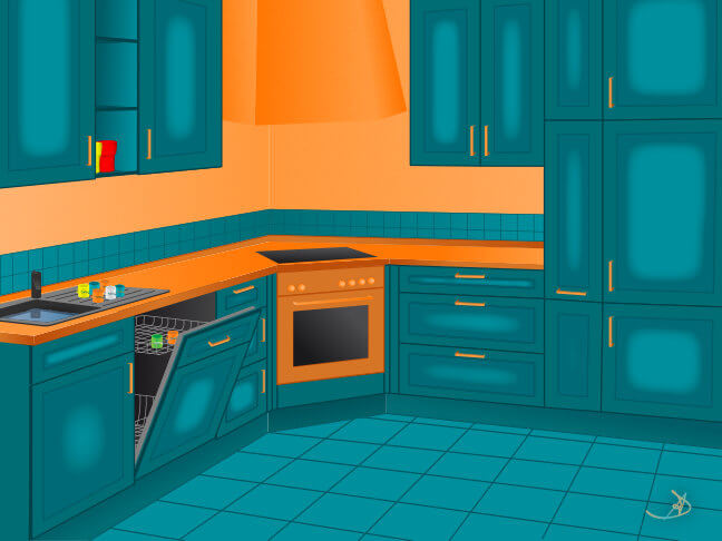 Kitchen as a vector graphic